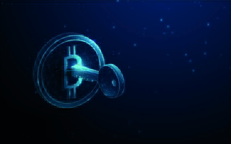 Illustration Bitcoin serrure avec clé